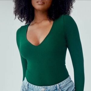 💚 (NWT) Klassy Network • Deep V Long Sleeve Bramisuit in Emerald, S